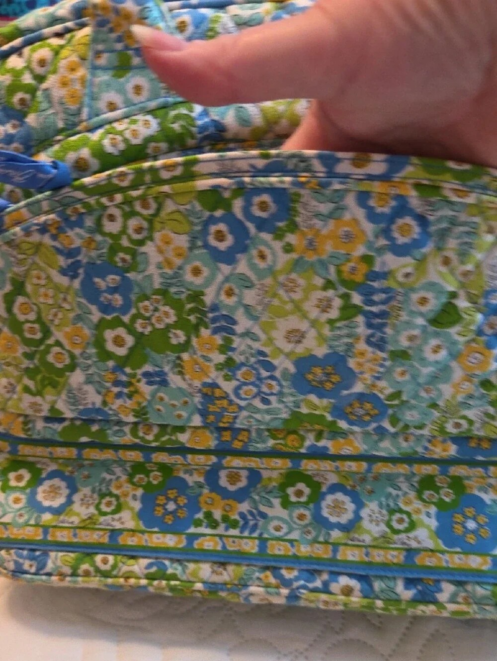 Vera Bradley Blue Green Yellow Quilted Floral Laptop Bag